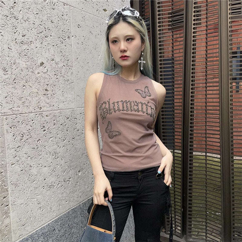 Women's Solid Color Slim Fit Street Fashion Round Neck Sleeveless Top For Women