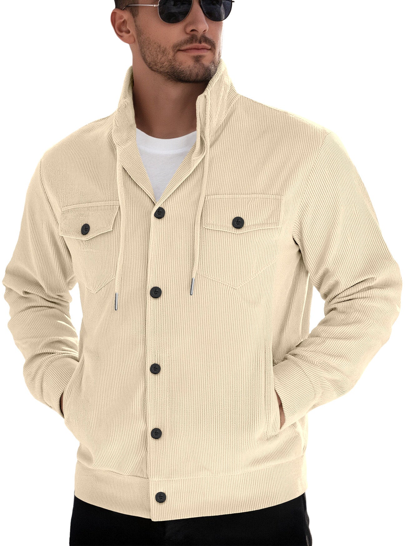 Sports Casual Polo Collar Corduroy Jacket For Men