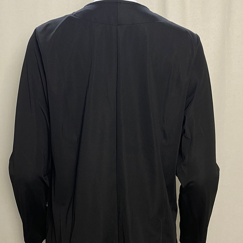 Plus Size Women's Long Sleeve Solid Color Collarless Blazer Jacket Simple Stylish Design, Essential Spring & Fall Top