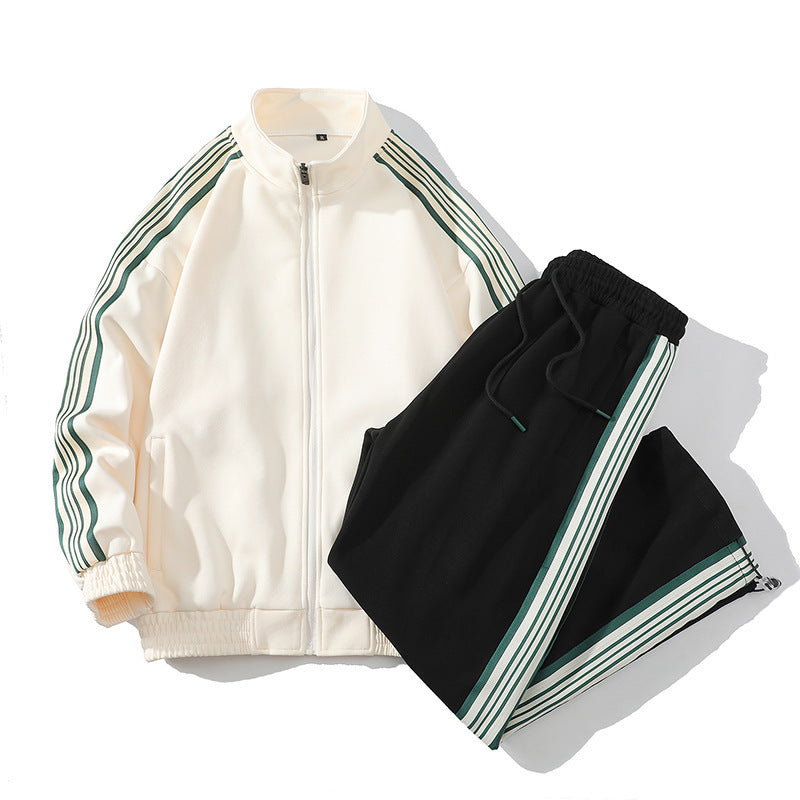 Trendy Straight Striped Sports Suit For Men